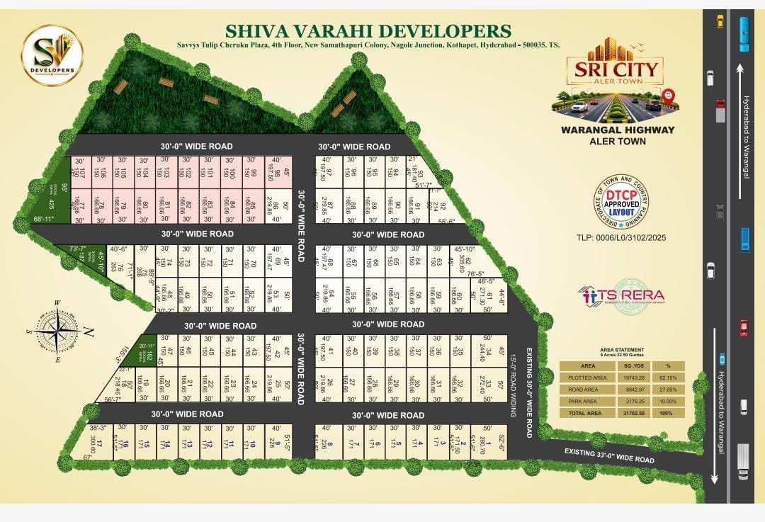 OPEN PLOTS FOR SALE WARANGAL HIGHWAY -ALAIR